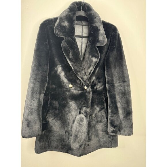 Generation Love Megan Black Reversible Coat Faux Leather Shearling Fur XS Pearl - Picture 8 of 9